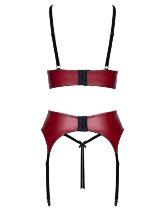 Ensemble Jarretelles 3 Pièces Rouge Foncé & Noir - Cottelli