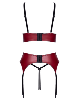 Ensemble Jarretelles 3 Pièces Rouge Foncé & Noir - Cottelli