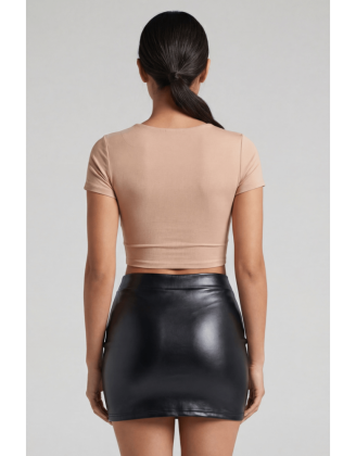 Jupe noire en simili cuir mat Sifia