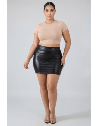 Jupe noire en simili cuir mat Sifia