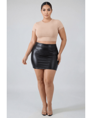 Jupe noire en simili cuir mat Sifia