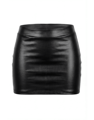 Jupe noire en simili cuir mat Sifia
