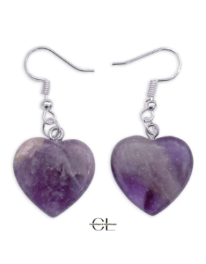 Boucles d'oreilles avec pierre Amethyste AB en forme de coeur 20mm
