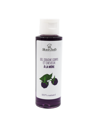 2 en 1Gel douche corps et shampoing à la mûre - 100ml 100% naturel - Format voyage