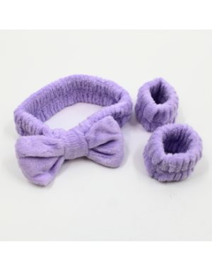 Set bandeau de démaquillage avec bracelets de poignets violet