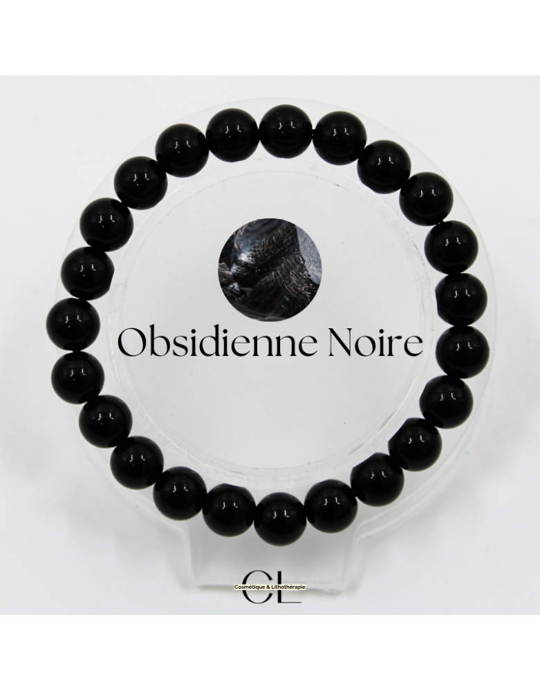 Bracelet en pierres naturelles Obsidienne noire A 8mm