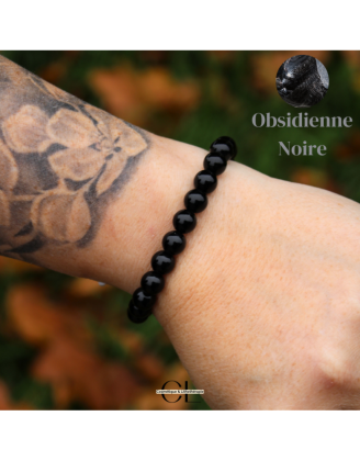 Bracelet en pierres naturelles Obsidienne noire A 8mm