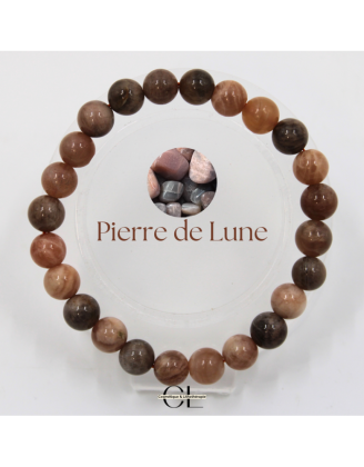 Bracelet en pierres naturelles Pierre de Lune Multicolore AB 8-9mm