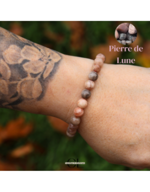 Bracelet en pierres naturelles Pierre de Lune Multicolore AB 8-9mm