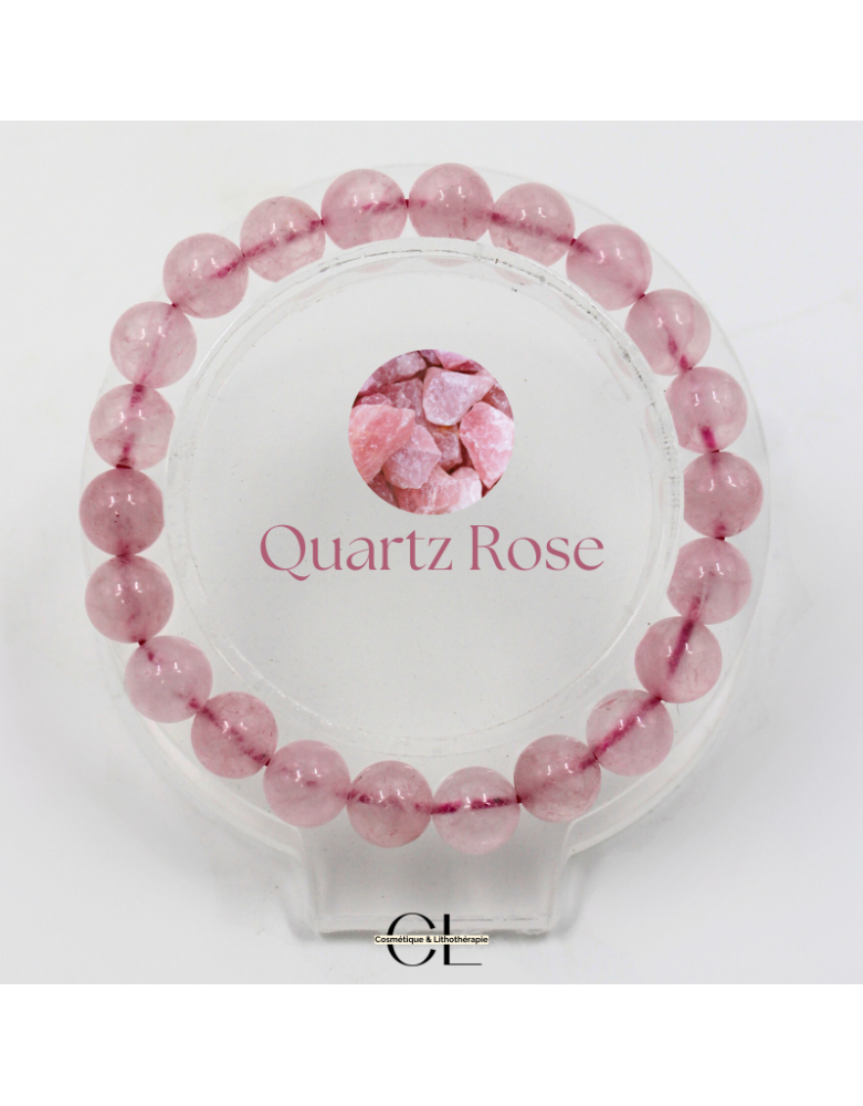 Bracelet en pierres naturelles Quartz Rose A 8mm
