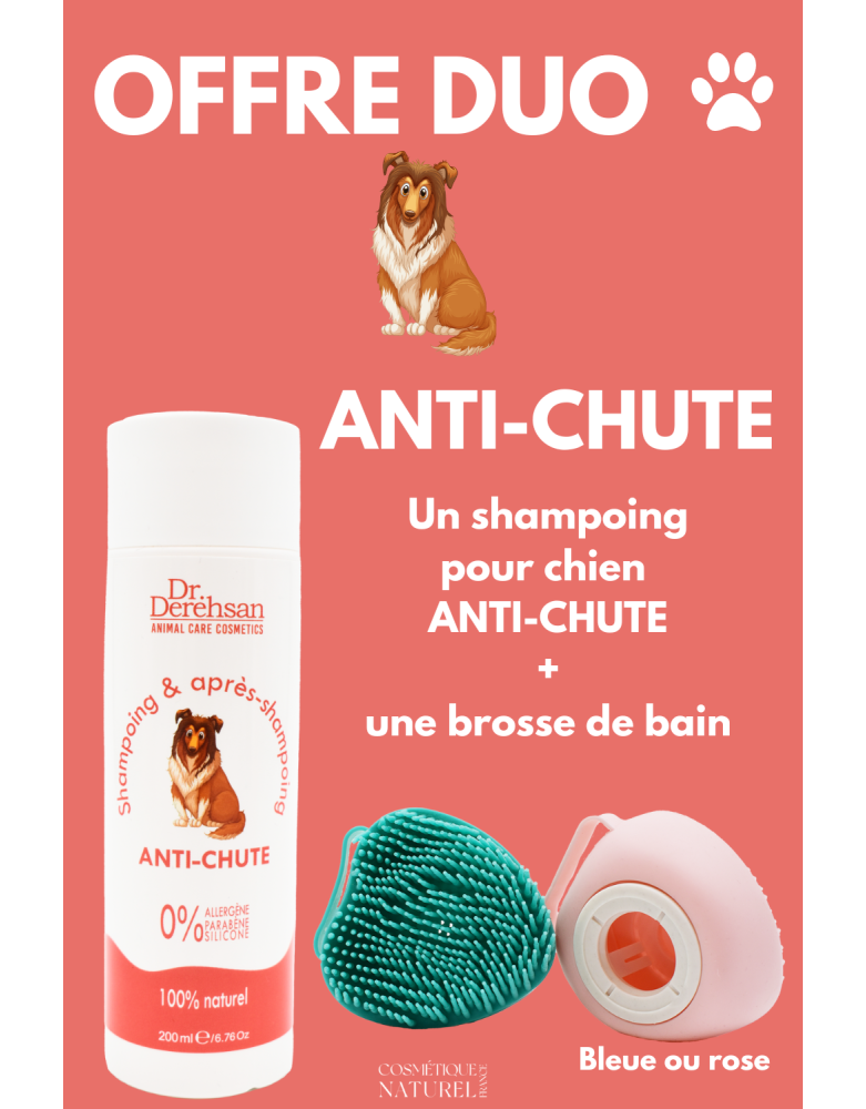 Shampoing pour chien 200ml  brosse de bain - OFFRE DUO - ANTI-CHUTE