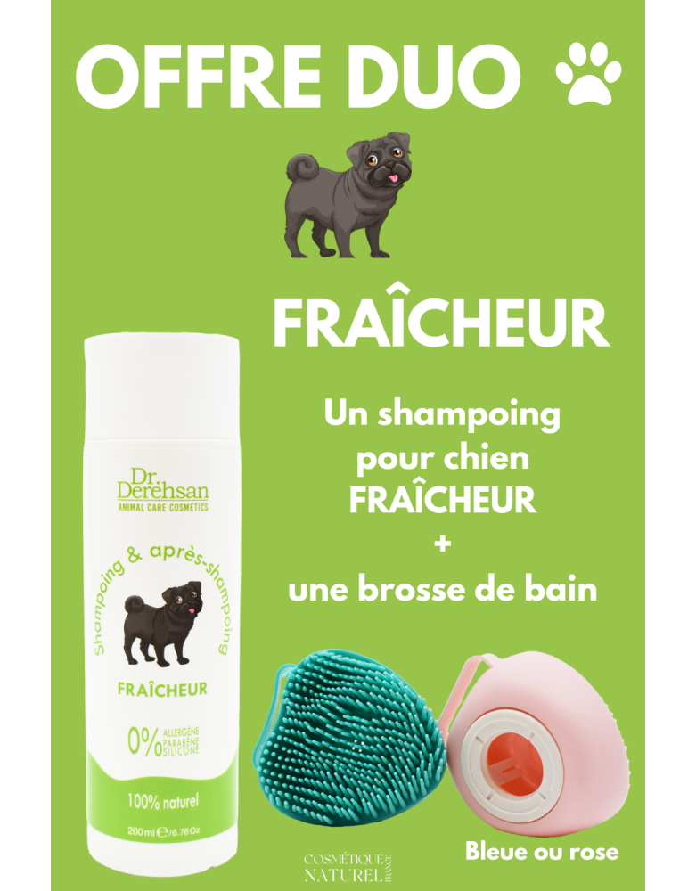 Shampoing pour chien 200ml  brosse de bain - OFFRE DUO - FRAÎCHEUR