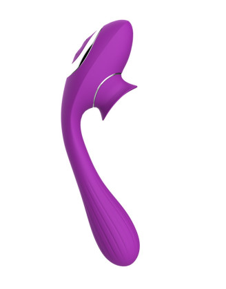 Stimulateur Clitoridien avec langue & Vibromasseur Point G 2-en-1 DISA Violet Cœur Ardent