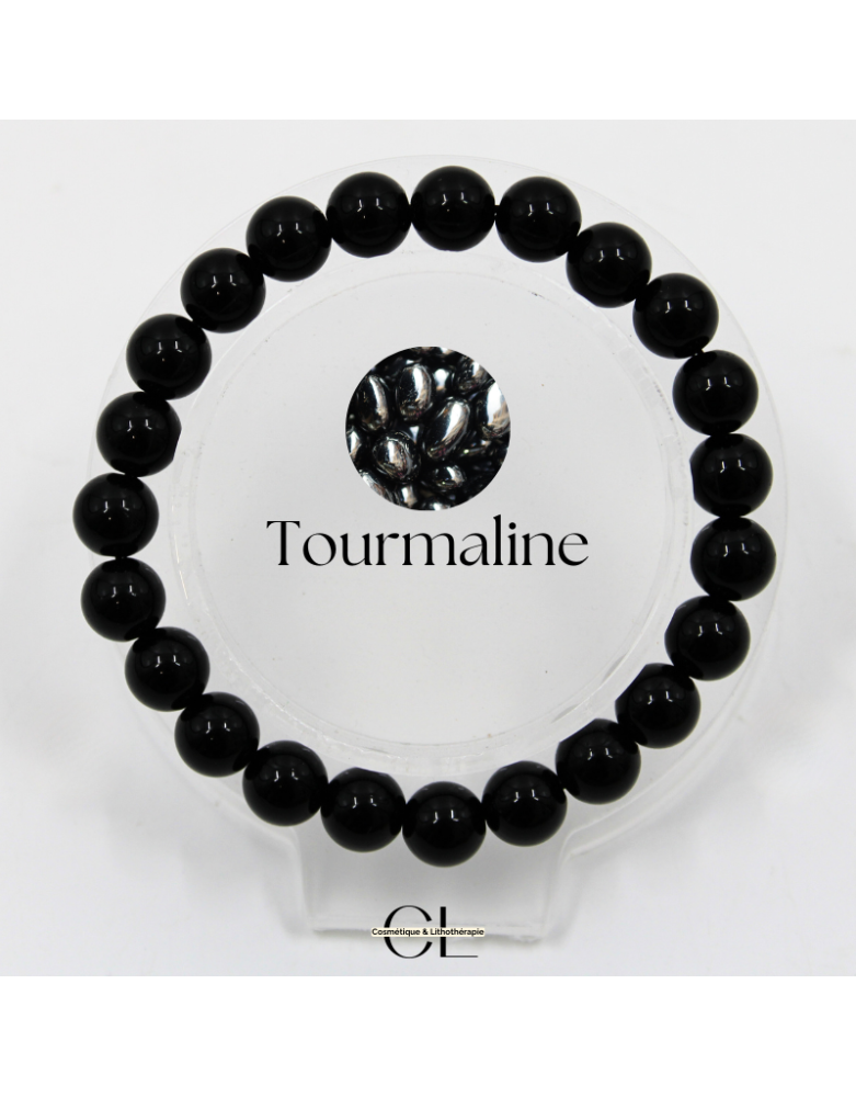 Bracelet en pierres naturelles Tourmaline noire A 8mm
