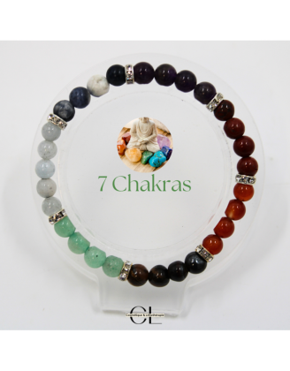 Bracelet en pierres naturelles 7 chakras et strass AB 8mm