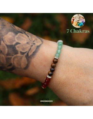Bracelet en pierres naturelles 7 chakras et strass AB 8mm