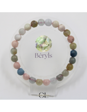 Bracelet en pierres naturelles Béryls Aigue marine et Morganite A 7mm