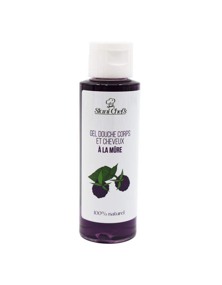 2 en 1Gel douche corps et shampoing à la mûre - 100ml 100% naturel - Format voyage