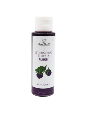 2 en 1Gel douche corps et shampoing à la mûre - 100ml 100% naturel - Format voyage