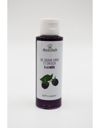 2 en 1Gel douche corps et shampoing à la mûre - 100ml 100% naturel - Format voyage