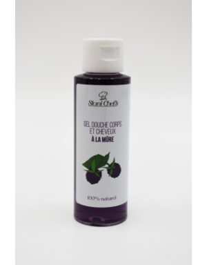 2 en 1Gel douche corps et shampoing à la mûre - 100ml 100% naturel - Format voyage