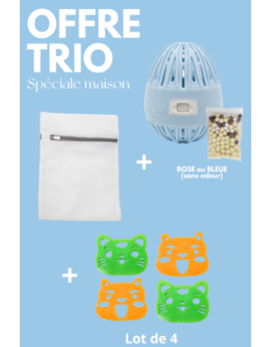 Boule de lavage  filet de lavage  4 attrape-poils - OFFRE TRIO