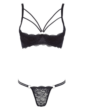 Ensemble soutien-gorge demi seins a armatures et string