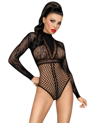 Body noir manches longues fantaisie Spicy whisper