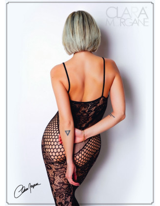 Bodystocking en dentelle florale et fine résille - Le Numéro 19 - Collection Bodystocking