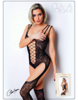 Bodystocking dentelle floral et triple bretelles - Le Numéro 9 - Collection Bodystocking