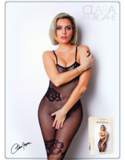 Bodystocking résille noire avec fine bretelles - Le Numéro 6 - Collection Bodystocking