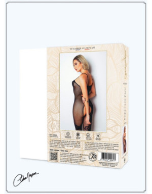Bodystocking résille noire avec fine bretelles - Le Numéro 6 - Collection Bodystocking
