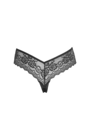 String en dentelle florale noire 