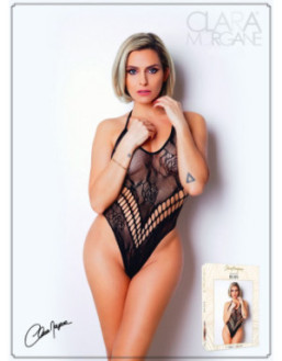 Body effet string sexy noir en résille - Le Numéro 4 - Collection Body