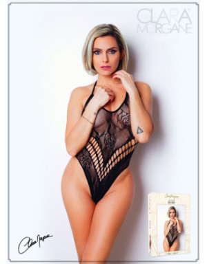 Body effet string sexy noir en résille - Le Numéro 4 - Collection Body