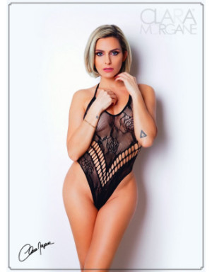 Body effet string sexy noir en résille - Le Numéro 4 - Collection Body