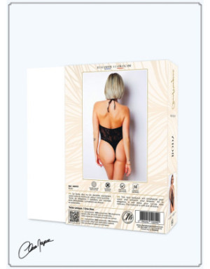 Body effet string sexy noir en résille - Le Numéro 4 - Collection Body