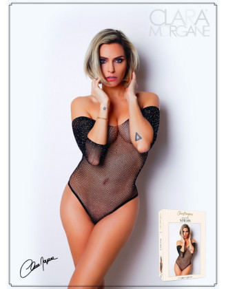 Body noir avec manches 3/4 - Le Numéro 2 - Collection Strass