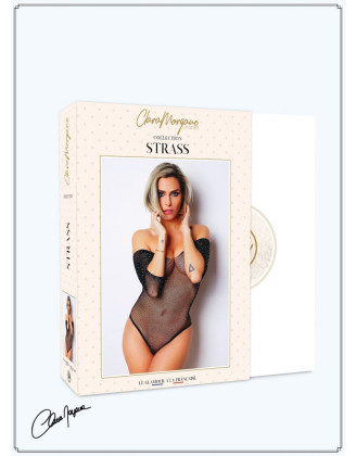 Body noir avec manches 3/4 - Le Numéro 2 - Collection Strass