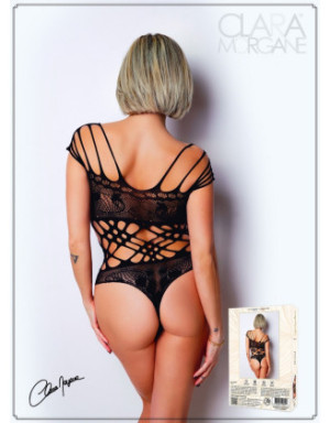 Body noire en résille et lanières - Le Numéro 1 - Collection Body