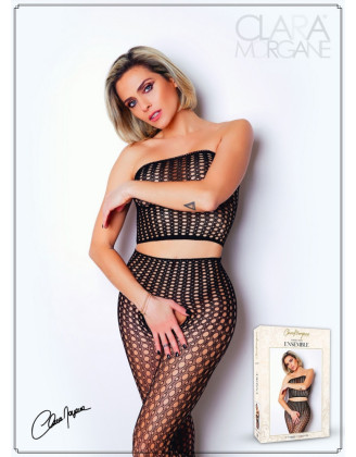 Ensemble 2 pièces résille ouvert à l'entrejambe - Le Numéro 2 - Collection Ensemble