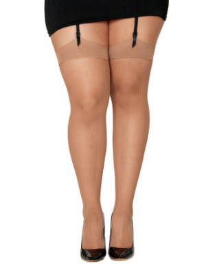 Bas résille avec liseret et nœud chair grande taille