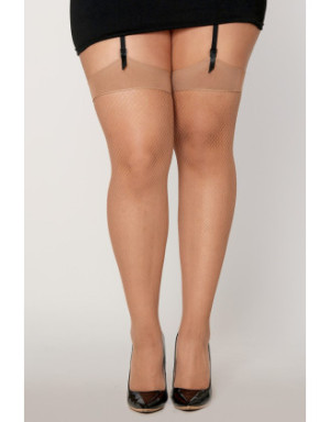 Bas résille avec liseret et nœud chair grande taille