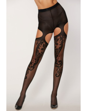 Collant fantaisie échancré sur le haut des cuisses