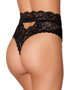 String dentelle taille haute noir