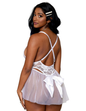 Body dentelle blanc avec tulle amovible