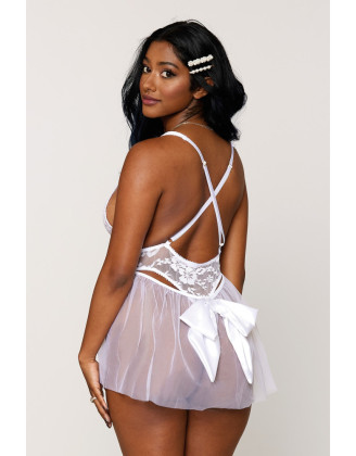 Body dentelle blanc avec tulle amovible