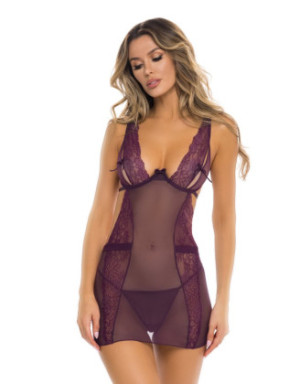 Nuisette violette et string assorti