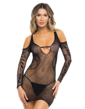 Robe résille noire "Bite Me & Choke Me"