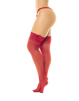 Bas en nylon sexy rouge autofixant 